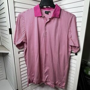 Vtg Fairway & Greene‎ Signature Pink Stripe Polo Shirt Men's M Mercerized Cotton